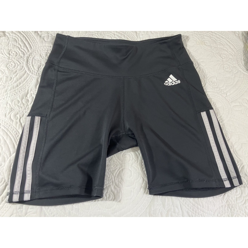 Adidas Aeroready 3-Stripe Bike Shorts Women's M Black Athletic Yoga Workout Gym